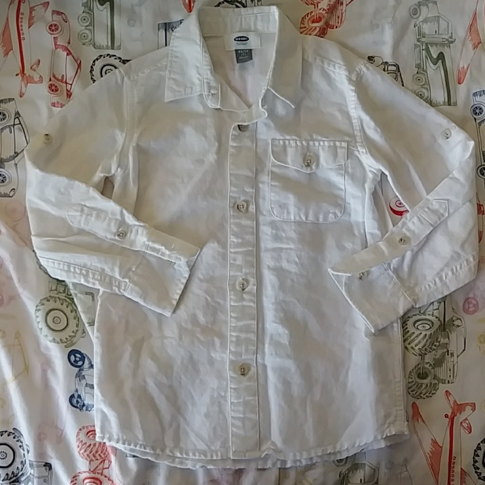 Old Navy Boys Long Sleeve White Linen Cotton XS